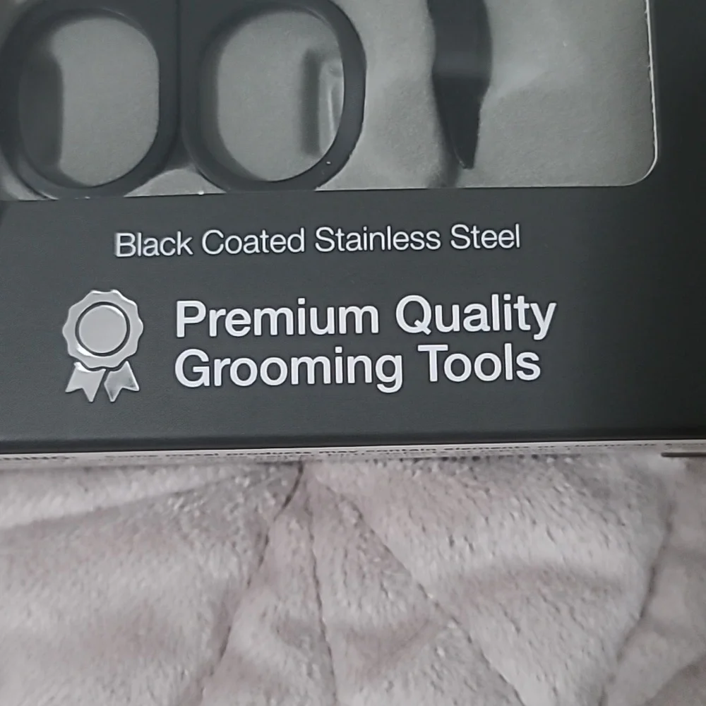 🆕 Brookstone Black Coated Stainless Steel Pointed Tip Grooming Scissors Kit